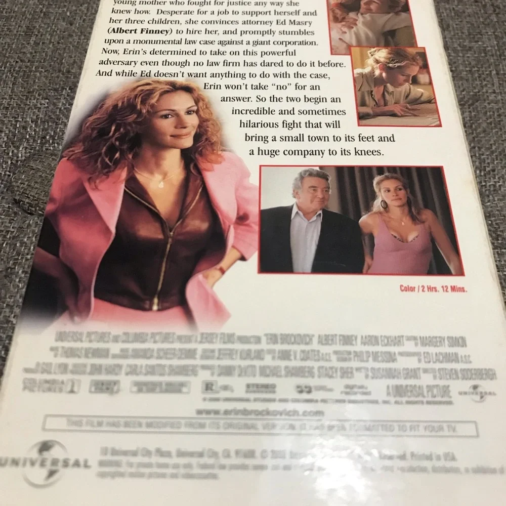 VTG Erin Brockovich VHS 2000 UNTESTED